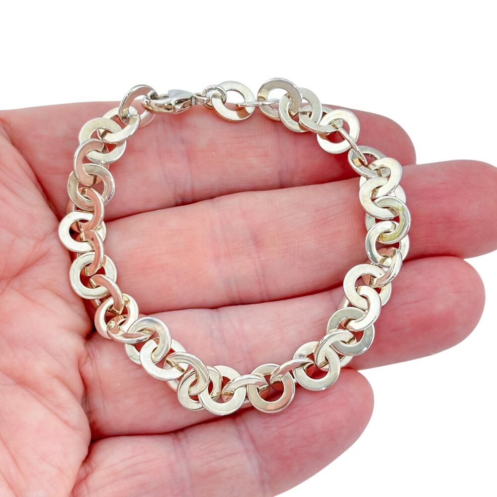 Vintage Sterling Silver 925 Chunky Oval Link Bracelet 7"